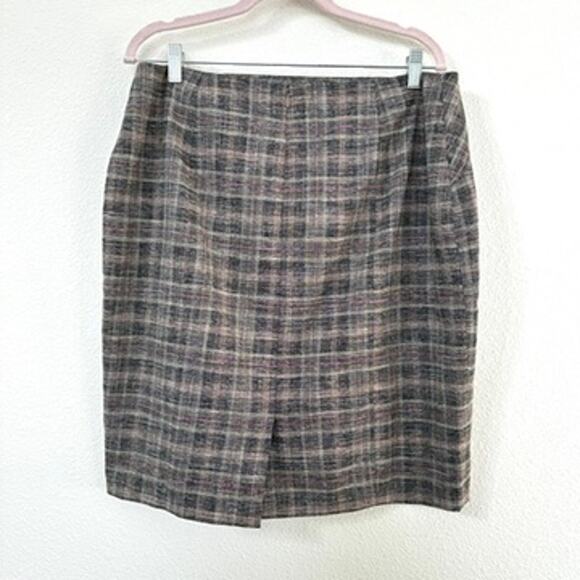 White House Black Market Plaid Pencil Skirt Size 16 Rayon Blend Preppy Classic - Picture 5 of 5